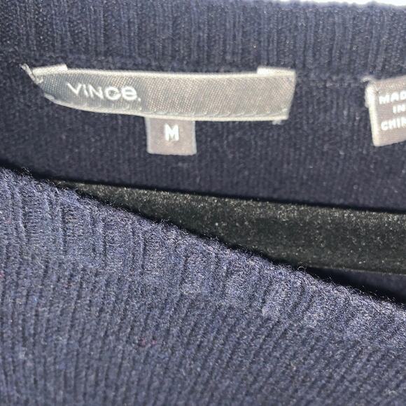 Vince. Wool Cashmere Blend Navy & Silver Metallic Stripe Sweater sz M - Picture 5 of 8